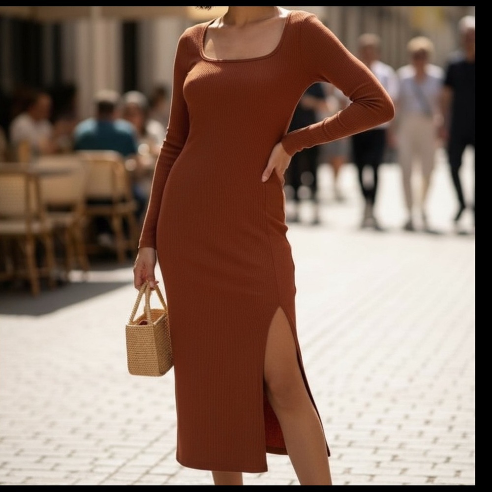 Old Navy Rust Long Sleeve Dress